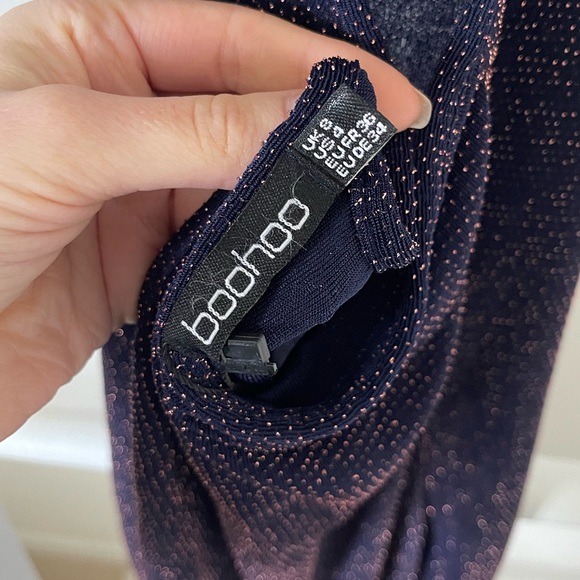 NWT Boohoo Metallic Halter Bodycon Mini Dress - Picture 11 of 11